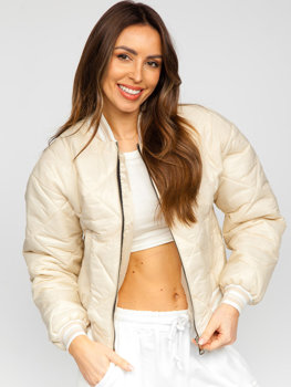 Bolf Damen Gepolsterte Übergangsjacke Bomberjacke Beige  82556