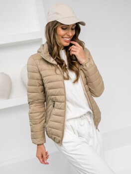 Bolf Damen Gepolsterte Übergangsjacke mit Kapuze Beige  B0124