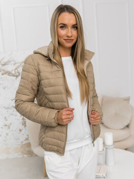 Bolf Damen Gepolsterte Übergangsjacke mit Kapuze Beige  B0124A