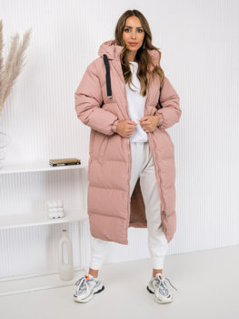 Bolf Damen Gepolsterte Winterjacke Mantel mit Kapuze Rosa 5M3163