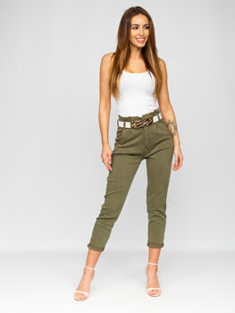 Bolf Damen Jeanshose Hochtalliert mit Gürtel Khaki LA687