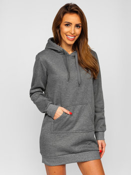 Bolf Damen Kapuzenpullover Lang Schwarzgrau  YS10003-A