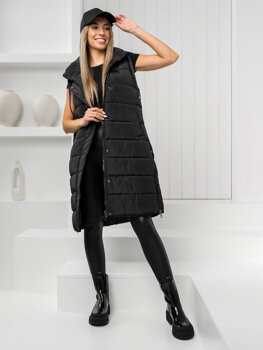 Bolf Damen Lange Steppweste Schwarz  MY6315