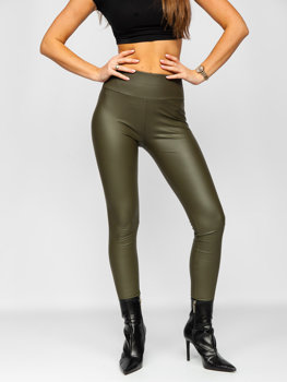 Bolf Damen Leggings Lederimitat Khaki  YY83NM