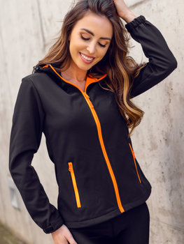 Bolf Damen Übergangsjacke Softshell Jacke Schwarz-Orange  HH018