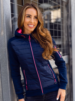 Bolf Damen Übergangsjacke mit Kapuze Dunkelblau  KSW4001A