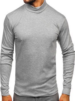 Bolf Herren Baumwoll Halb Rollkragenpullover basic Grau  534