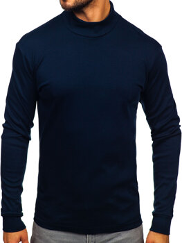 Bolf Herren Baumwoll Halb Rollkragenpullover basic Tintenblau  534