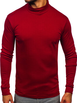 Bolf Herren Baumwoll Halb Rollkragenpullover basic Weinrot  534