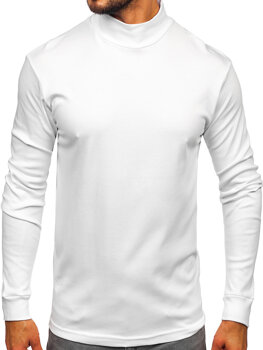 Bolf Herren Baumwoll Halb Rollkragenpullover basic Weiß 534