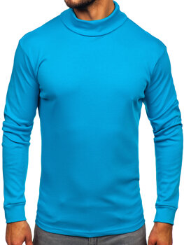 Bolf Herren Baumwoll Rollkragenpullover basic Blau  535