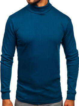 Bolf Herren Baumwoll Rollkragenpullover basic Indigo  535