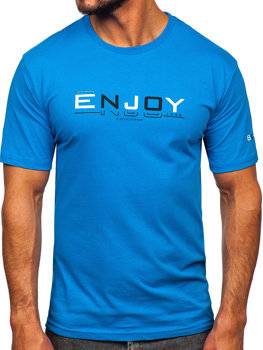 Bolf Herren Baumwoll T-Shirt mit Motiv Azurblau  14739