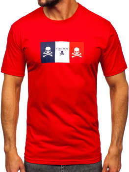 Bolf Herren Baumwoll T-Shirt mit Motiv Rot  14784