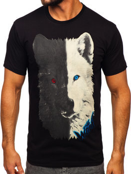 Bolf Herren Baumwoll T-Shirt mit Motiv Schwarz  14800