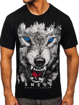 Bolf Herren Baumwoll T-Shirt mit Motiv Schwarz  14801