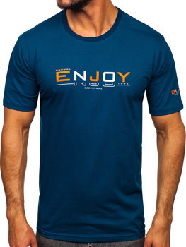 Bolf Herren Baumwoll T-Shirt mit Motiv Schwarzblau