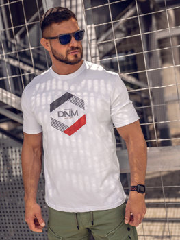 Bolf Herren Baumwoll T-Shirt mit Motiv Weiß 14741A