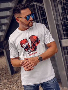 Bolf Herren Baumwoll T-Shirt mit Print Weiß 14751A