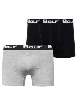 Bolf Herren Boxershorts Grau-Schwarz  0953-2P 2 PACK