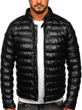 Bolf Herren Gepolstarte Kunstlederjacke Schwarz  5M796