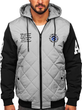 Bolf  Herren Gepolsterte Übergangsjacke Bomberjacke Baseballjacke Grau  84M3006