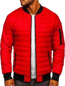 Bolf Herren Gepolsterte Übergangsjacke Bomberjacke Rot  MY-02A