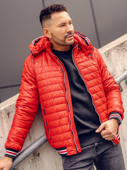 Bolf Herren Gepolsterte Übergangsjacke Rot  6191A