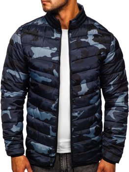 Bolf Herren Gepolsterte Übergangsjacke Sport Jacke Camo-Schwarzgrau  SM32