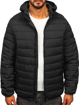 Bolf Herren Gepolsterte Übergangsjacke mit Kapuze Schwarzgrau  5M3197