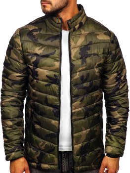 Bolf Herren Gepolsterte Winterjacke Camo Grün  SM80