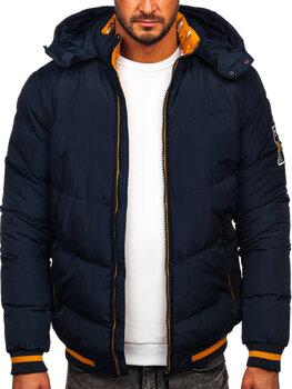 Bolf Herren Gepolsterte Winterjacke Dunkelblau  6902