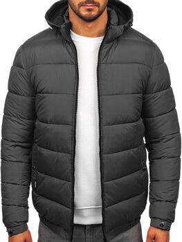 Bolf Herren Gepolsterte Winterjacke Schwarzgrau  31M5037