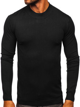 Bolf Herren Halb Rollkargenpullover Basic Schwarz MMB603