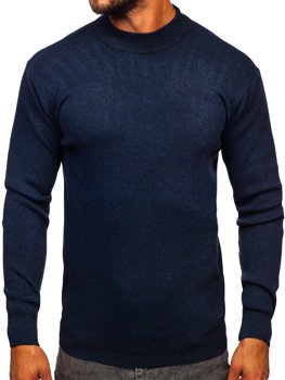 Bolf Herren Halb Rollkragenpullover Basic Dunkalblau  S8561