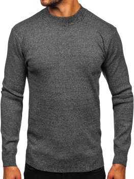 Bolf Herren Halb Rollkragenpullover basic Grau  S8727