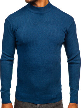 Bolf Herren Halb Rrollkragenpullover basic Blau  H2402