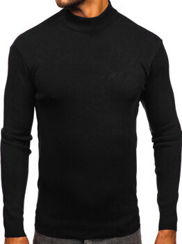 Bolf Herren Halb Rrollkragenpullover basic Schwarz  H2402