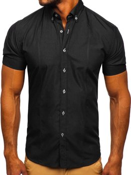 Bolf Herren Hemd Elegant Kurzarm Schwarz  5535