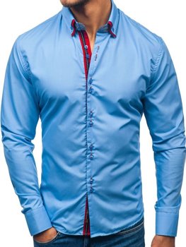 Bolf Herren Hemd Elegant Langarm Hellblau  2785