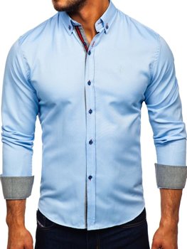 Bolf Herren Hemd Elegant Langarm Hellblau  5801-A