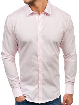 Bolf Herren Hemd Elegant Langarm Rosa Denley TS100