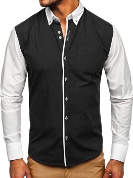 Bolf Herren Hemd  Elegant Langarm Schwarz Bolf 6919