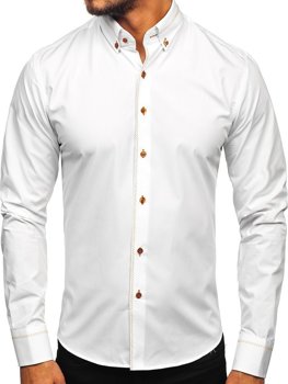 Bolf Herren Hemd Elegant Langarm Weiß  6964