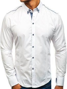 Bolf Herren Hemd Elegant Langarm Weiß  8821