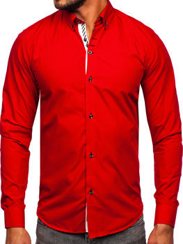 Bolf Herren Hemd Langarm Elegant Rot  5796-1