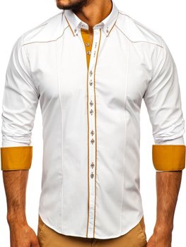 Bolf Herren Hemd Langarm Elegant Weiss 4777