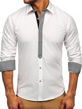 Bolf Herren Hemd Langarm Elegant Weiß  6873