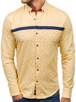 Bolf Herren Hemd Langarm Gelb  6903