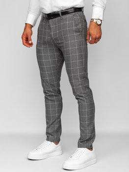 Bolf Herren Hose Chinos Kariert Anthrazit  0044